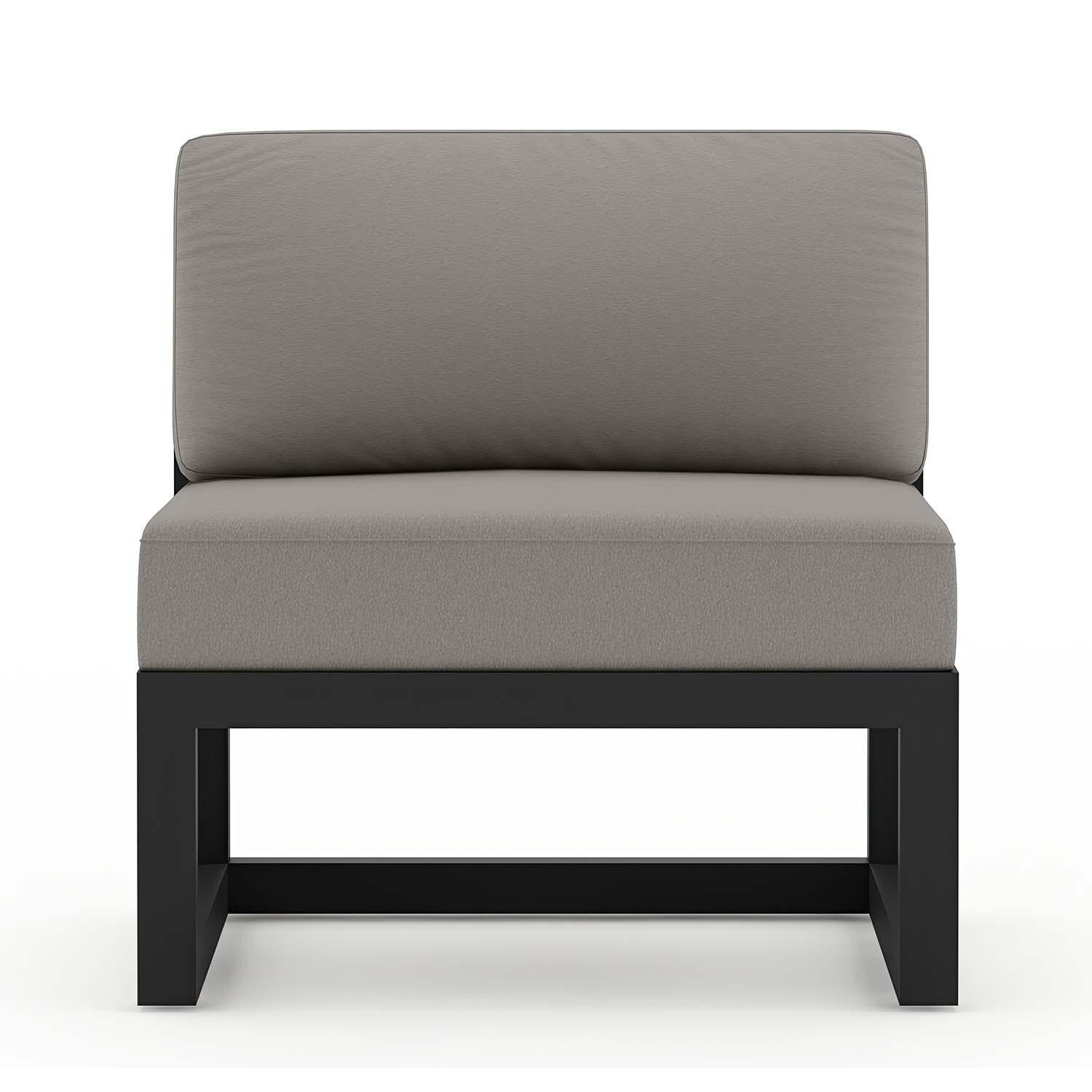 Misty Cove 6 Pc Aluminum Sectional Seating Set w/ Swivel Chairs in Black/Canvas Charcoal by Lakeview Outdoor Designs - Middle Chair - White Background thumbnail