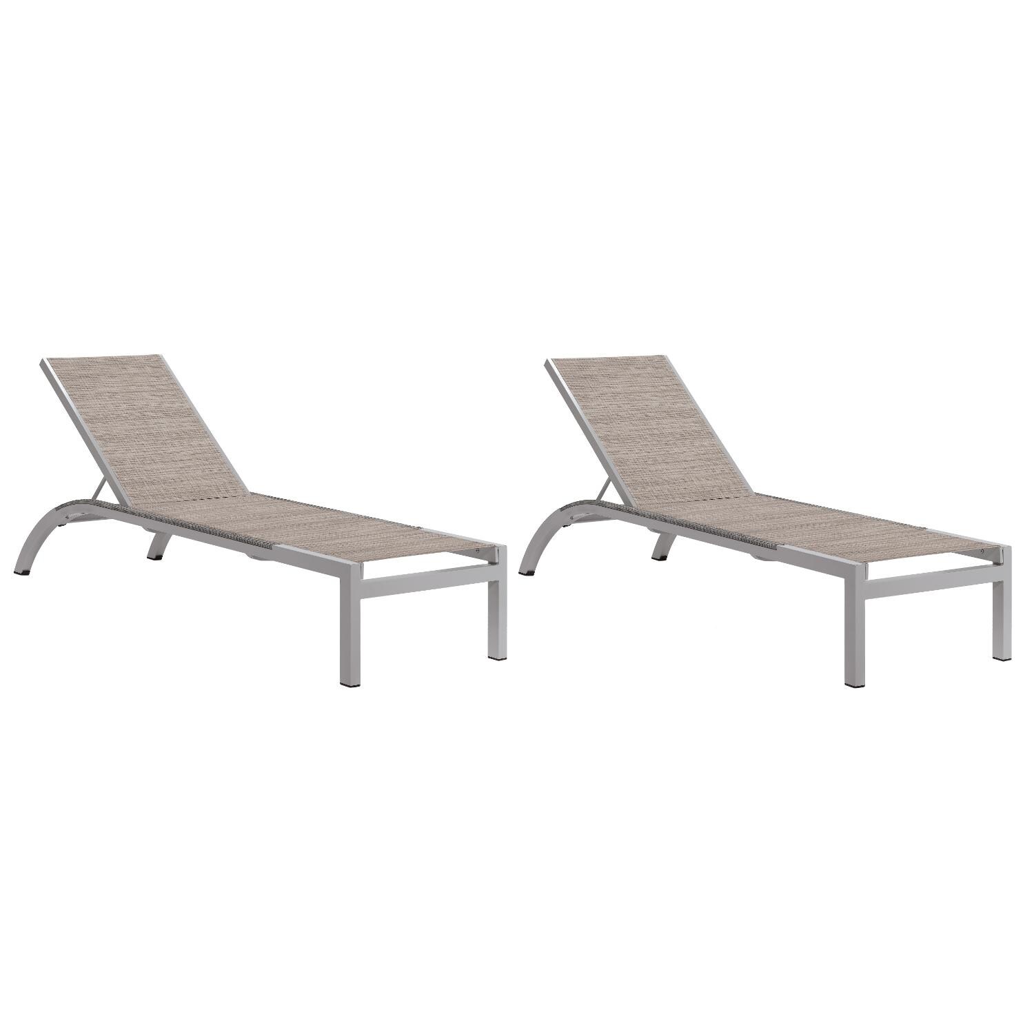 Argento 2 Piece Aluminum Patio Chaise Lounge Set W/ Wicker Side Rails By Oxford Garden - Bellows Sling