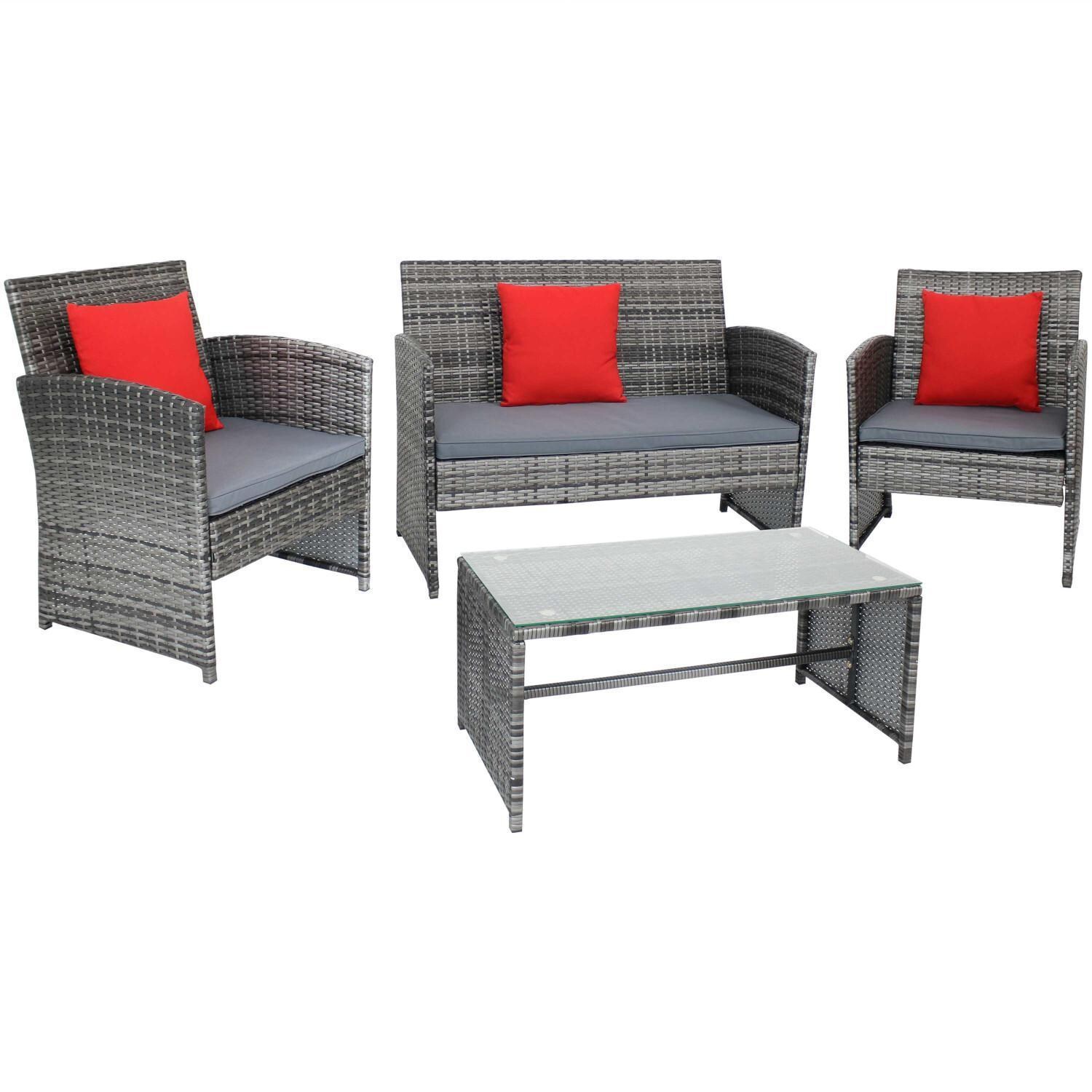 Ultimate Patio Mixed Gray Rattan 4-Piece Patio Set - Full Set - White Background thumbnail