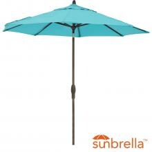 9 Ft. Octagonal Aluminum Auto Tilt Patio Umbrella W/ Crank Lift By Lakeview Outdoor Designs - Bronze Frame / Sunbrella Canvas Aruba Canopy image