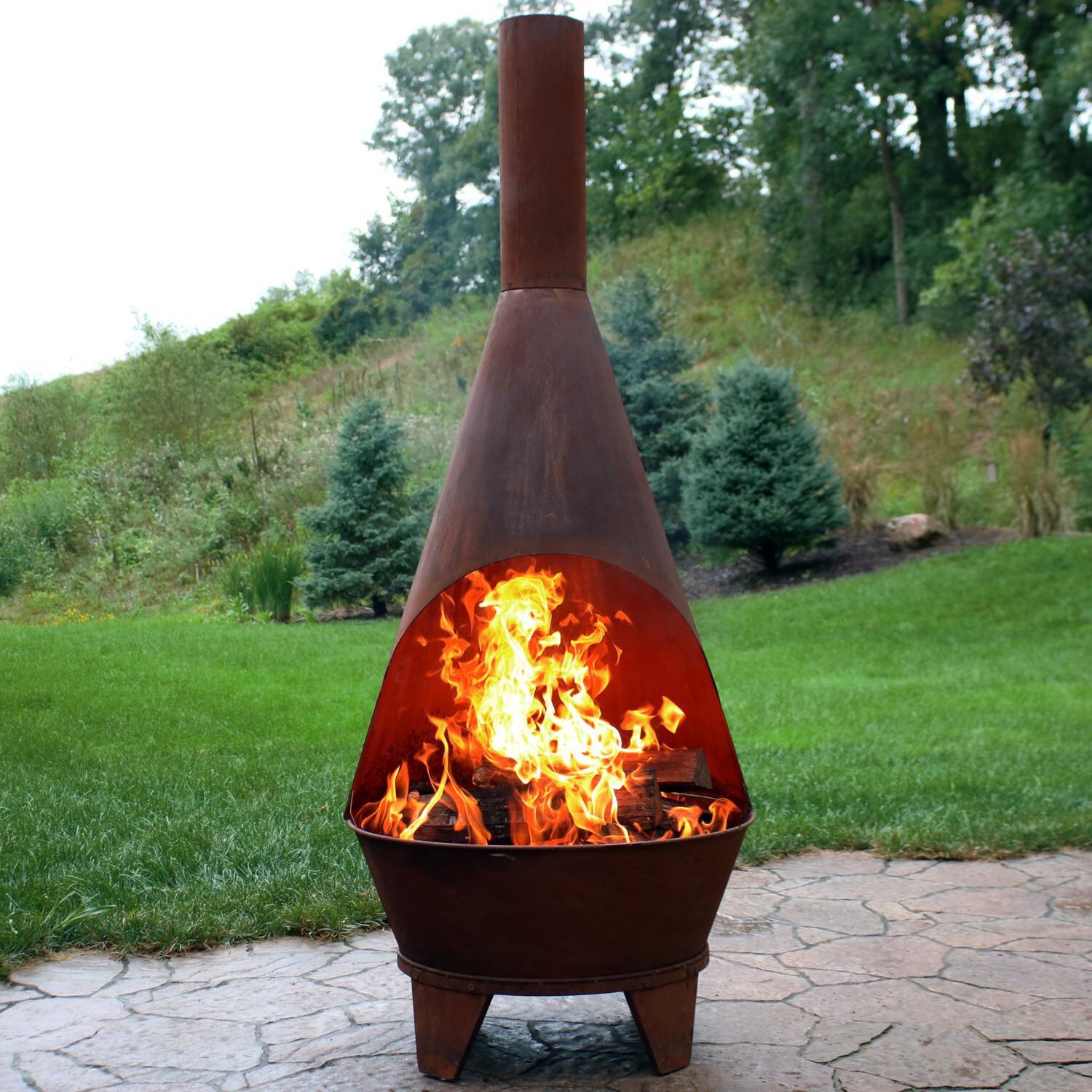 Ultimate Patio 72-Inch Steel Wood Burning Chiminea - Rust