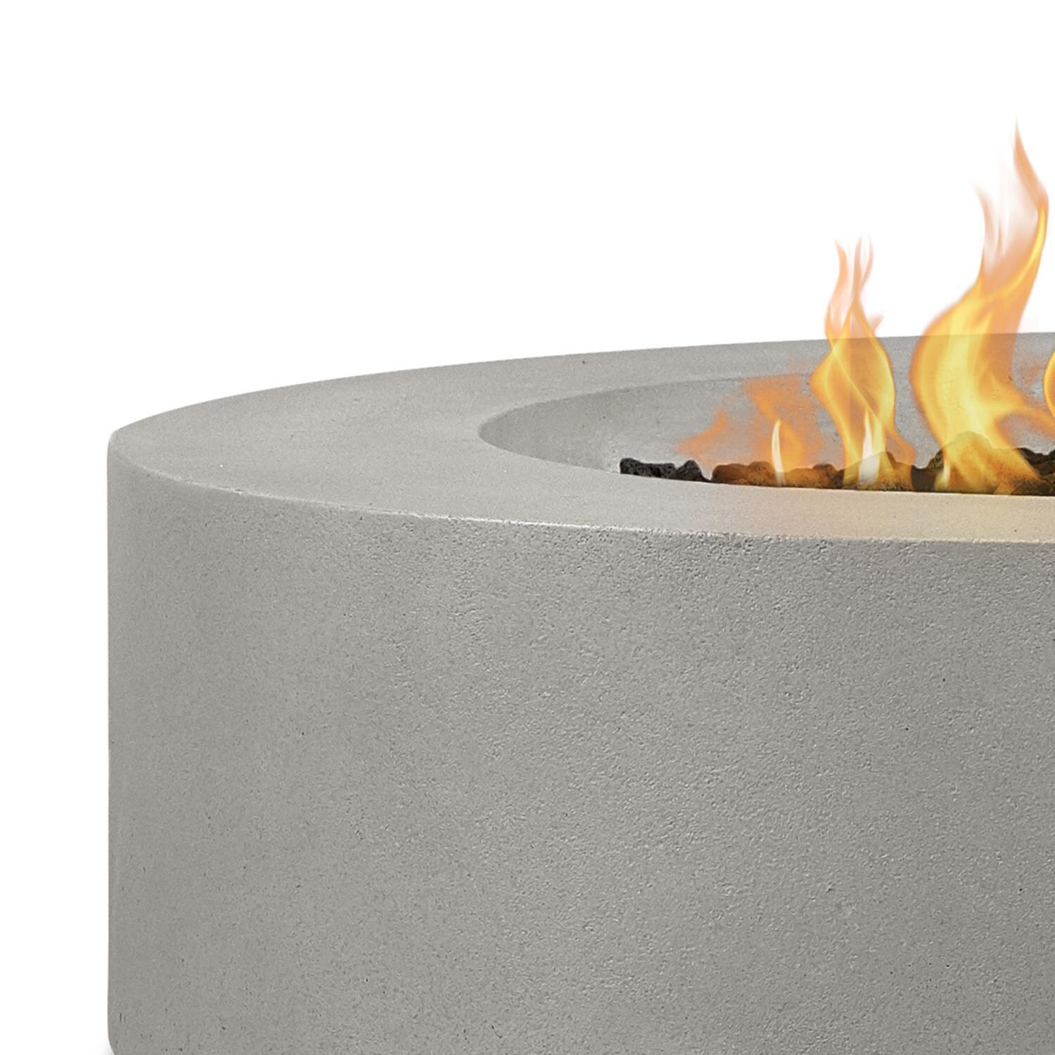 Hillview Bay 43 Inch Round Glass Fiber Reinforced Concrete Natural Gas Fire Pit Table in Flint by BBQGuys Signature - Material - Detail thumbnail
