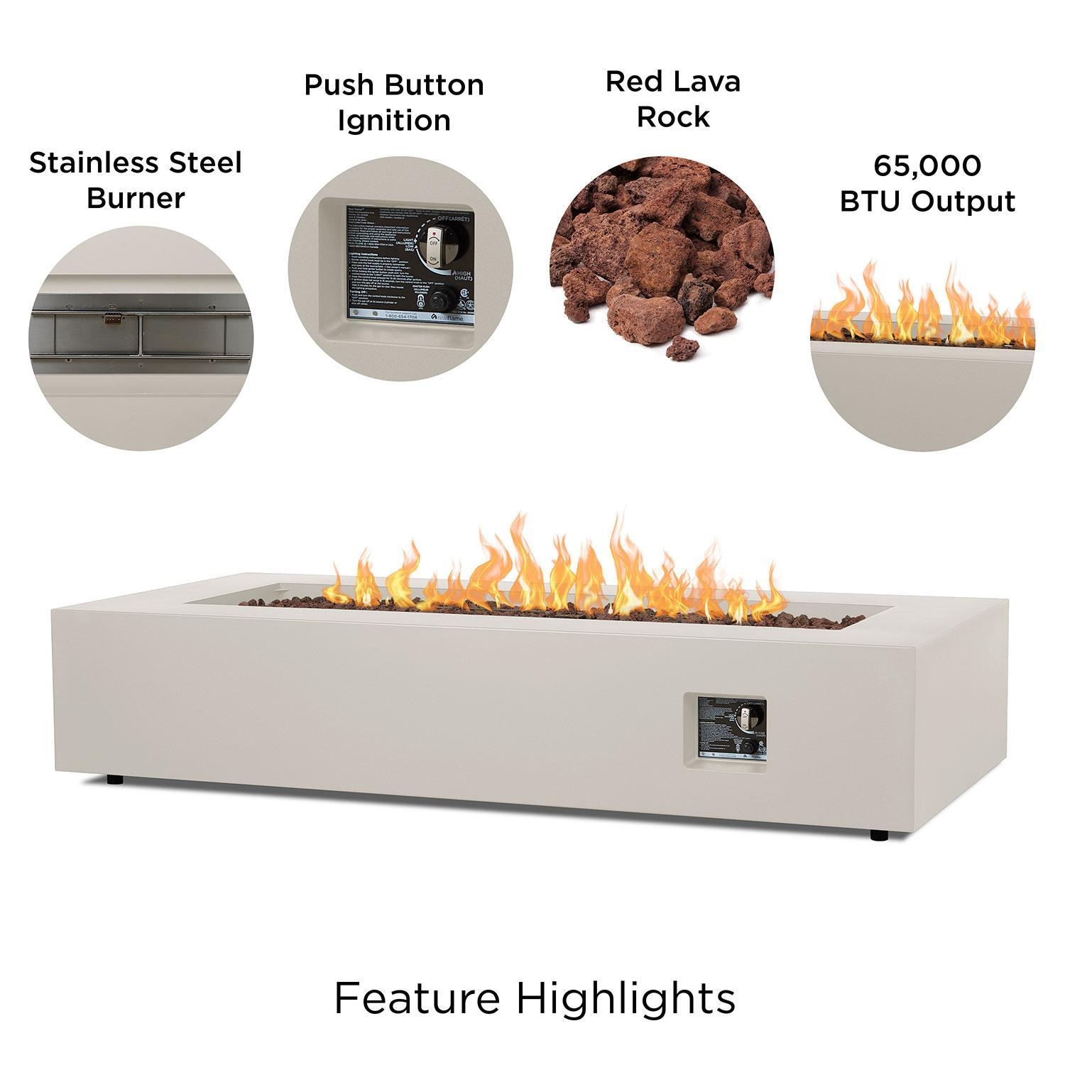 Elysian 70 Inch Rectangular Steel Propane Fire Pit Table in Light Sand by Lakeview Outdoor Designs - Features - Detail thumbnail