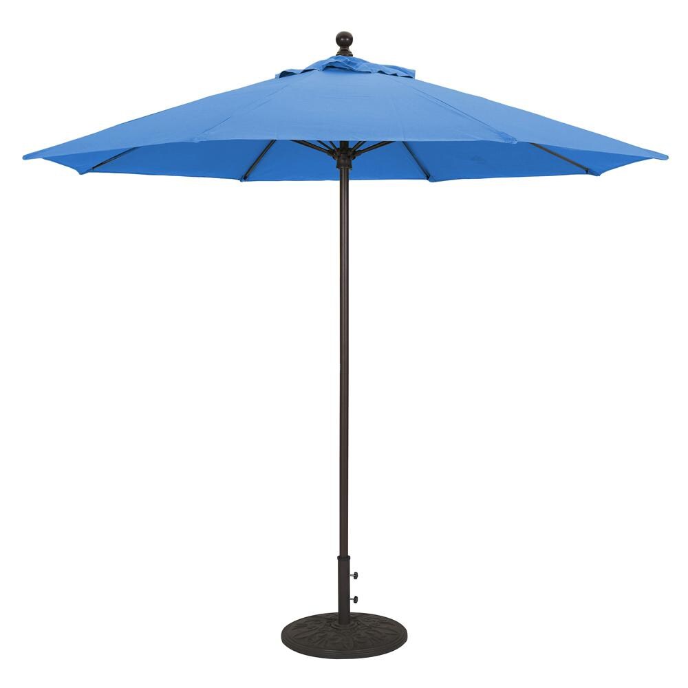 Galtech 9 Ft. Octagonal Aluminum Patio Umbrella W/ Manual Lift - Black Frame W/ Pacific Blue Sunbrella Fabric (Umbrella Base Not Included) thumbnail