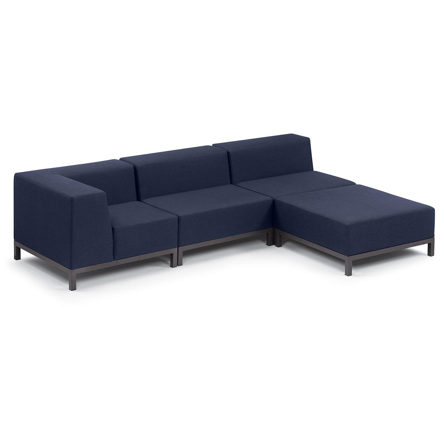 Koral 4 Pc Powder-Coated Aluminum Seating Set in Spectrum Indigo/Carbo By Oxford Garden - White Background thumbnail