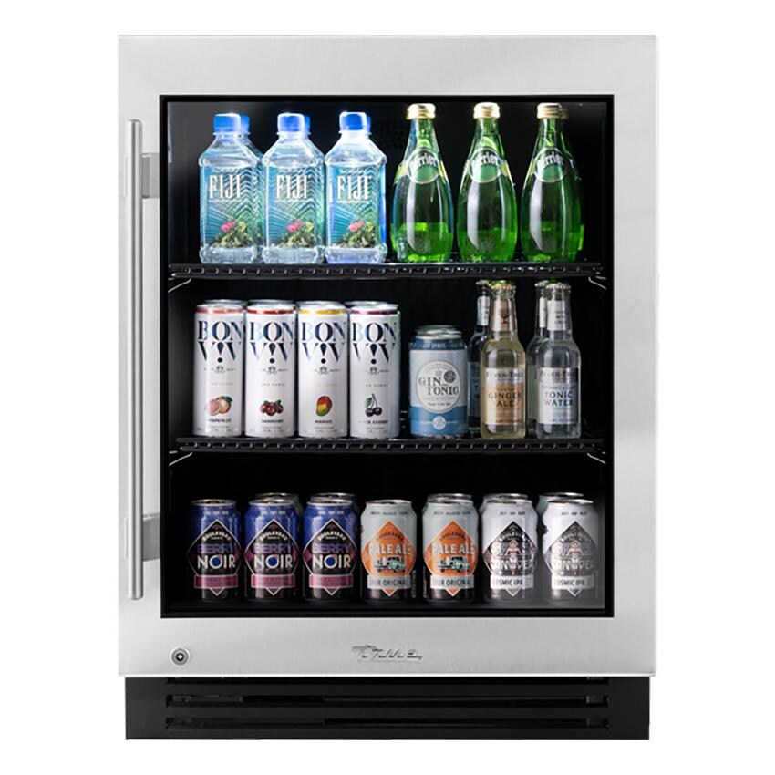 True TURADA-24-RG-A~S ADA Height 24 Inch 4.2 Cu. Ft. Right Hinge Glass Door Undercounter Outdoor Refrigerator - Stainless Steel - White Background thumbnail