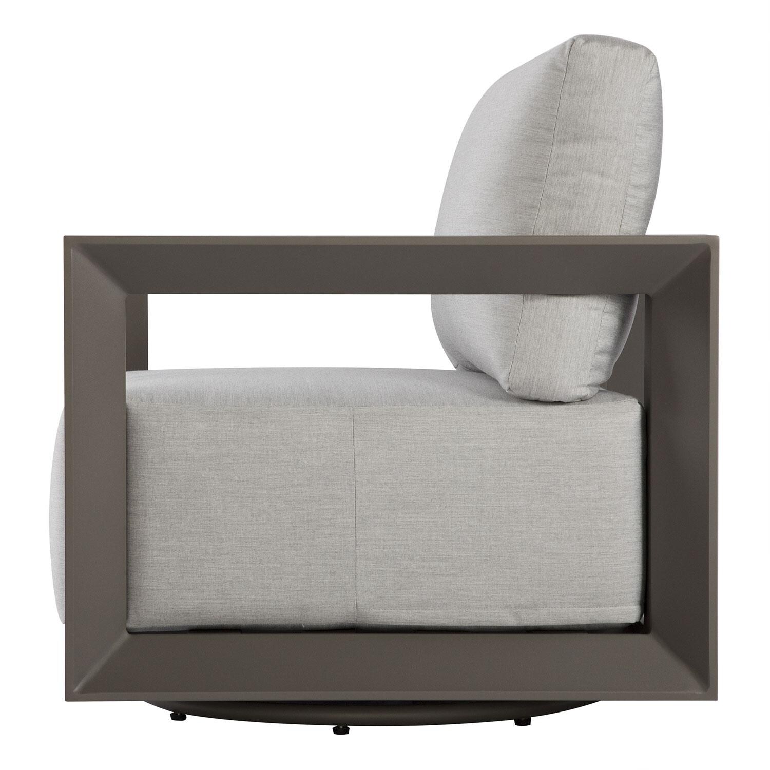 Elementi OS-2505W Newport Outdoor Aluminum Swivel Club Chair w/ Sunbrella Cushions - Side View - White Background thumbnail