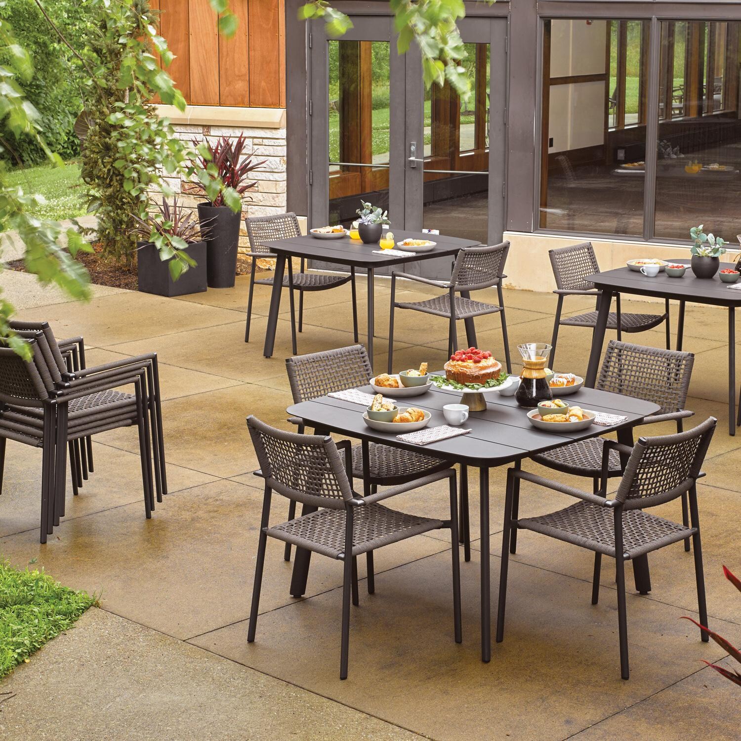 Oxford Garden Eiland 2 Pc Composite Cord & Aluminum Dining Chair in Carbon/Mocha - Outdoor Dining thumbnail