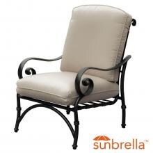 Elysian Aluminum Patio Club Chair W/ Sunbrella Canvas Antique Beige Cushion By Lakeview Outdoor Designs image