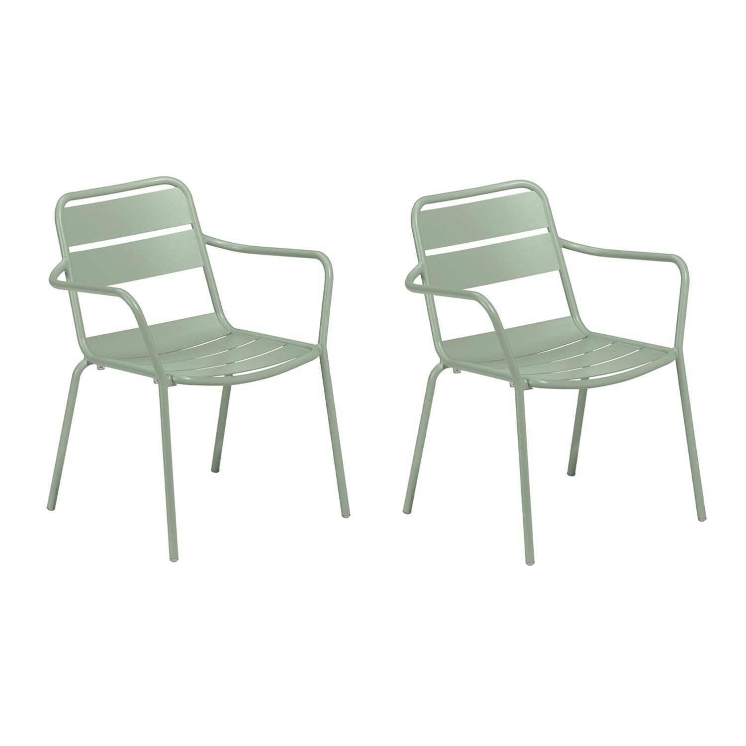 Oxford Garden Kapri 2 Pc Aluminum Dining Arm Chair in Sage thumbnail
