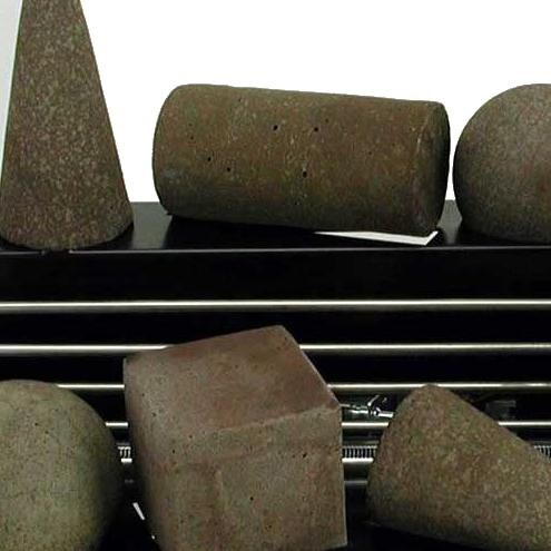 Rasmussen 20-Inch Brown ALTERNA See-Thru FireShape Set With Vent-Free Black Chassis Burner - Close-Up Of FireShapes thumbnail