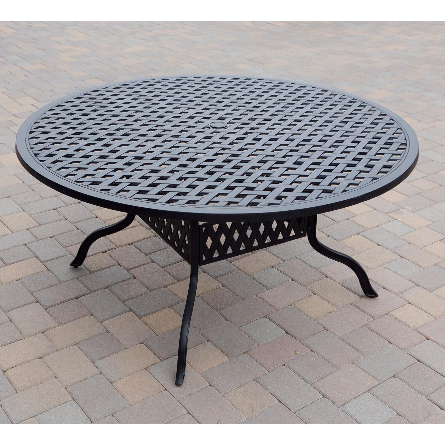 Darlee DL2052-7PC-30D Santa Monica 7 Piece Cast Aluminum Patio Dining Set W/ 60 Inch Round Table & Sesame Cushions - Dining Table thumbnail