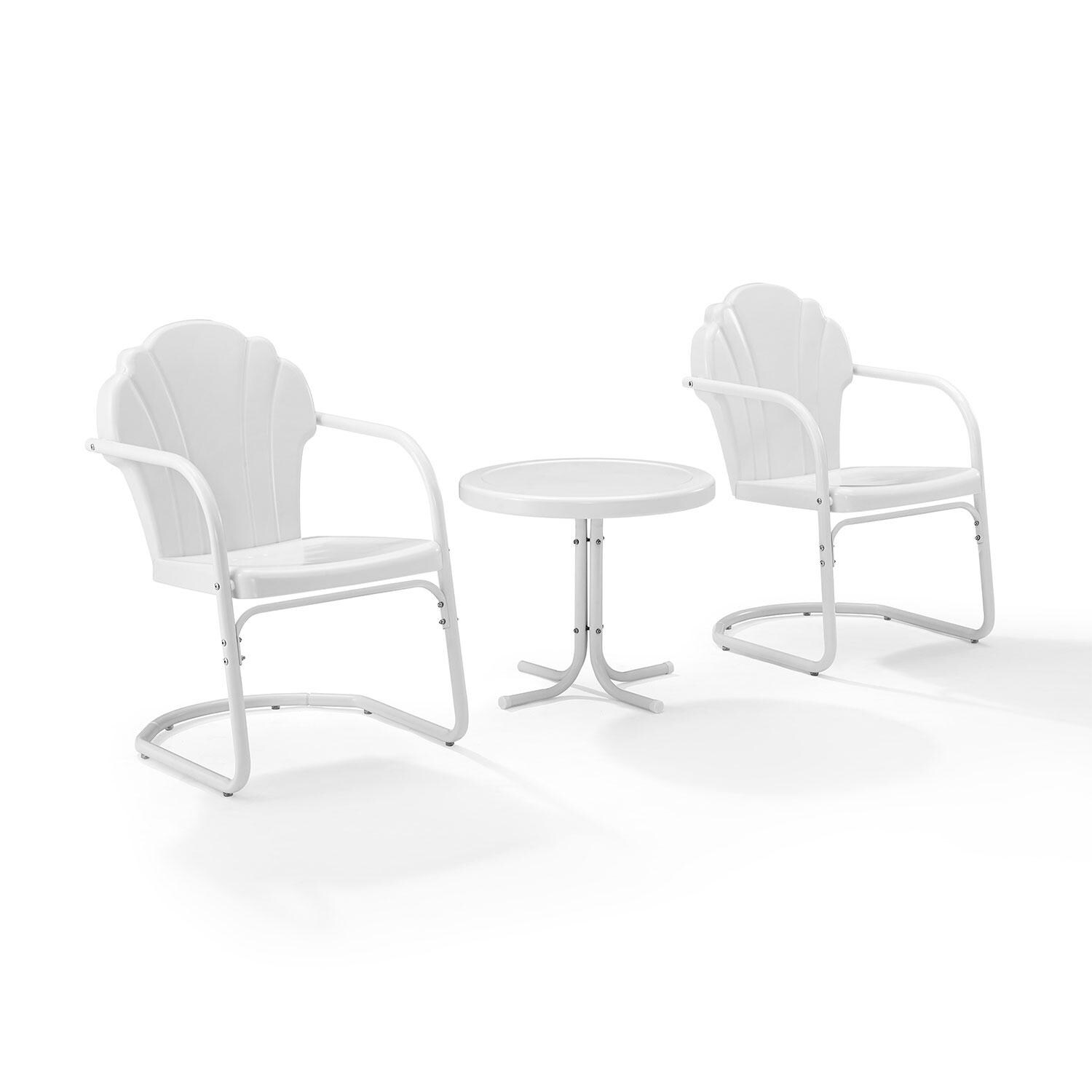 Ultimate Patio UP-32244WH 3Pc Retro Outdoor Chair Set in White Satin - Angled - White Background thumbnail