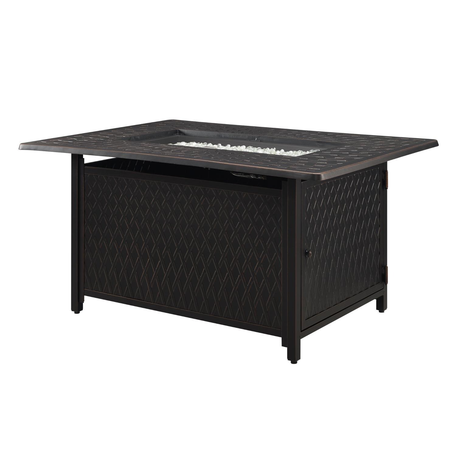 Ultimate Patio 63182-NG Palm Way 48-Inch Rectangular Aluminum Natural Gas Fire Pit - Full View Open thumbnail