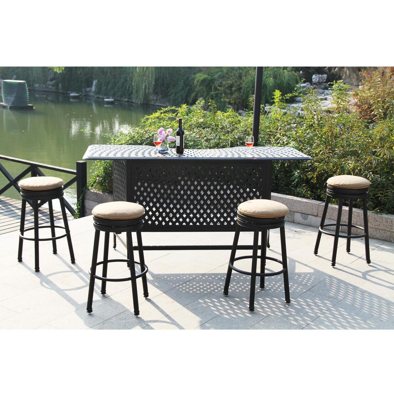 Darlee Cast Aluminum Outdoor Patio Round Bar Stools (Shown With Outdoor Bar) thumbnail