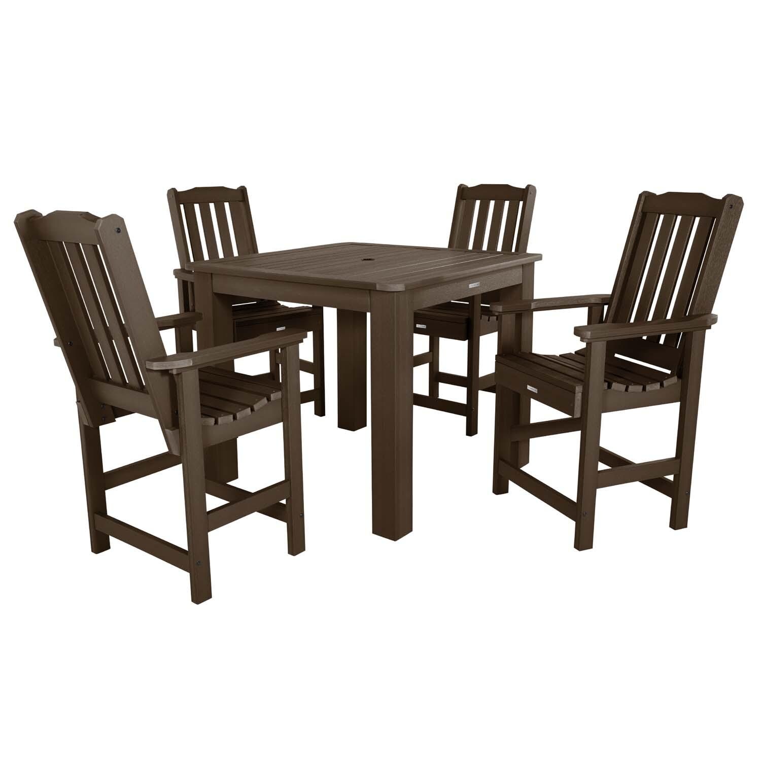 Lakeview Hart Lane 5 Piece Square Counter Height Dining Set - Weathered Acorn - White Background thumbnail