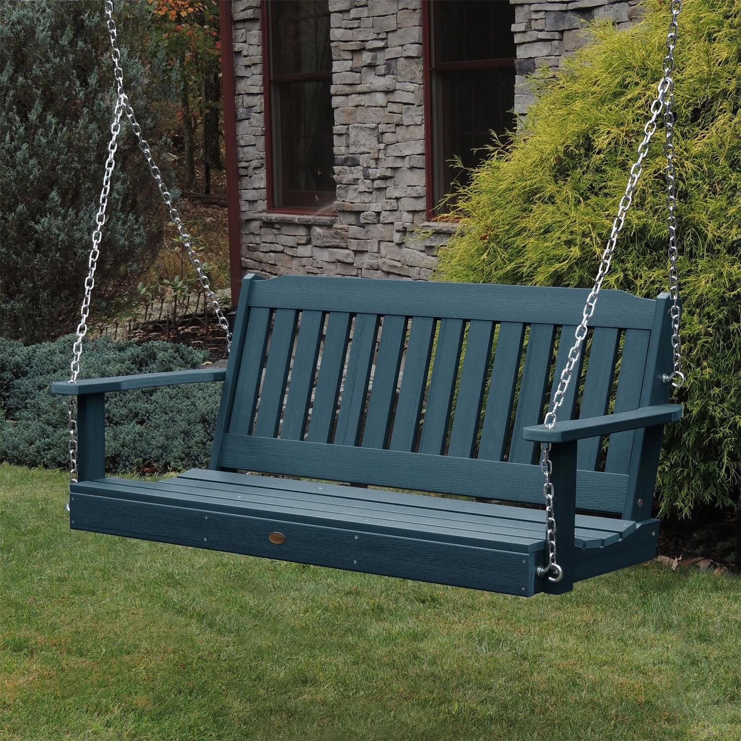 Hart Lane 5 Ft Recycled Plastic Porch Swing in Nantucket Blue by Lakeview Outdoor Designs