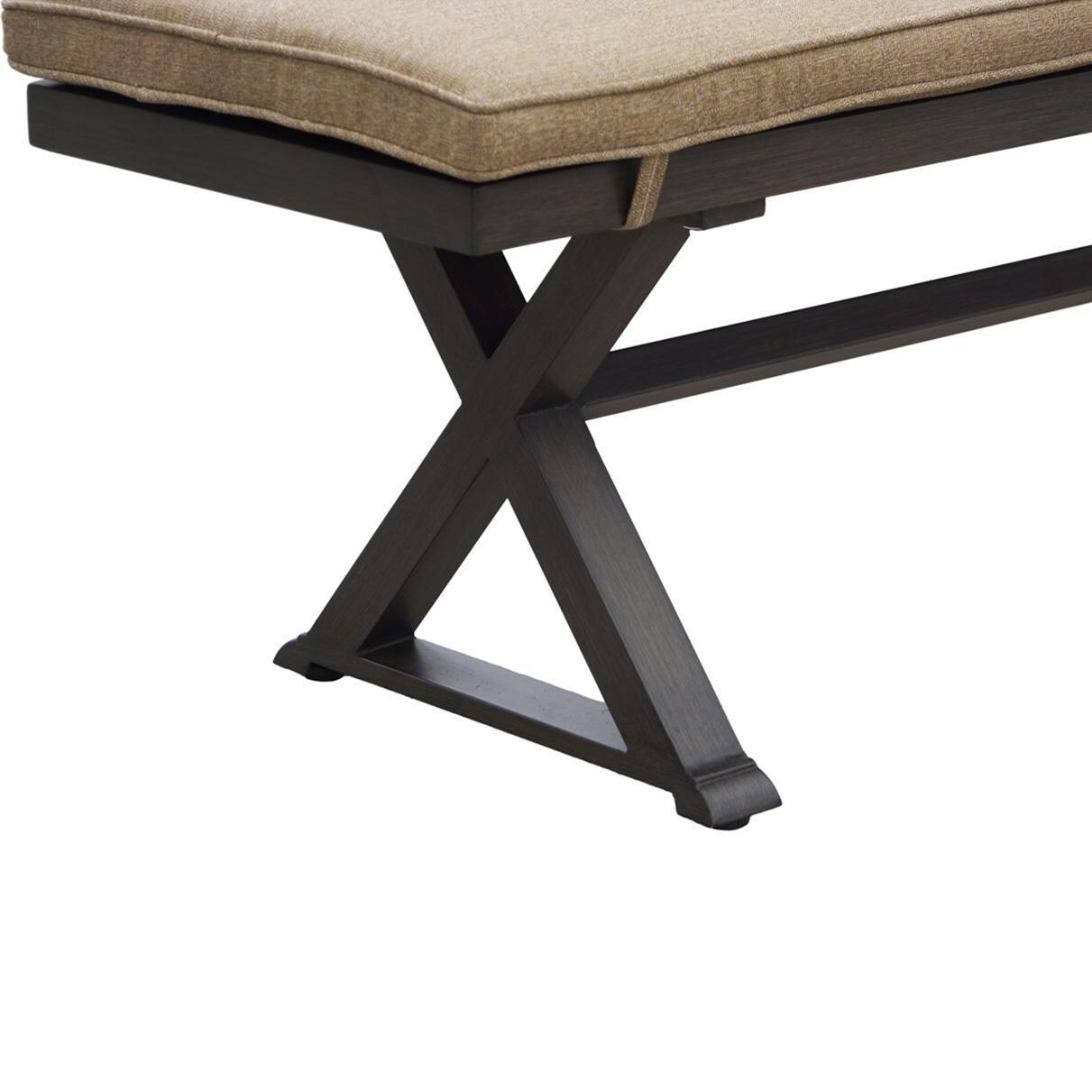 Darlee Brooklyn Patio 59-Inch Bench with Sesame Cushion - Legs - White Background thumbnail