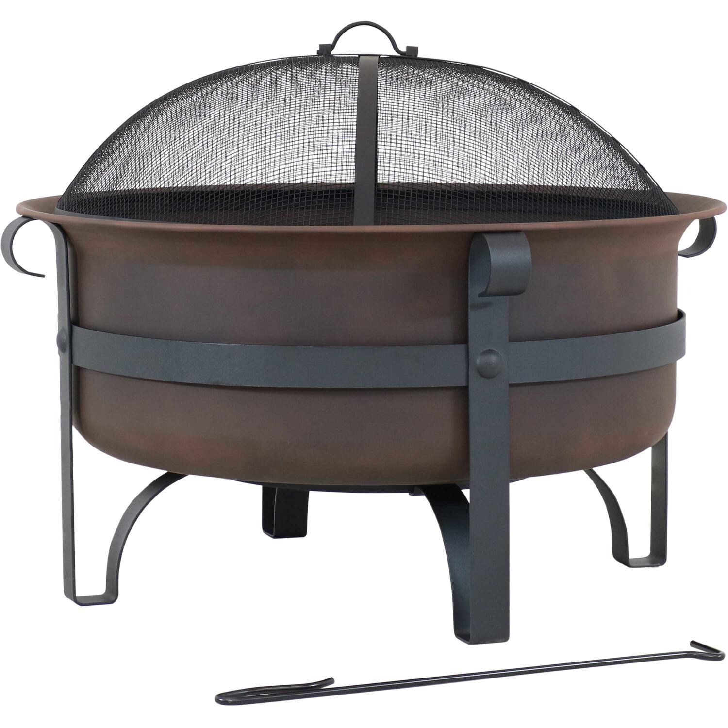 Ultimate Patio 29-Inch Steel Cauldron Wood Burning Fire Pit - Front View thumbnail