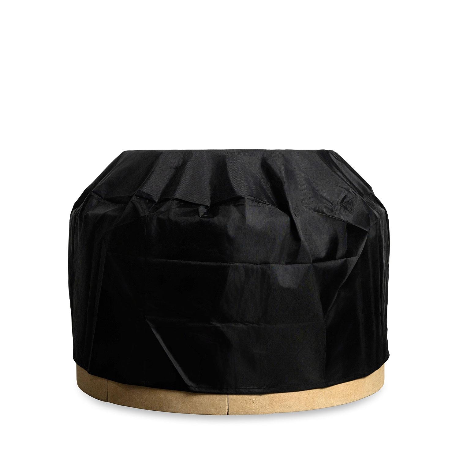 Glenwood 42-in Round Concrete Propane Gas Fire Pit w/ Hidden Propane Tank in Sand by Lakeview Outdoor Designs - Cover On - White Background thumbnail