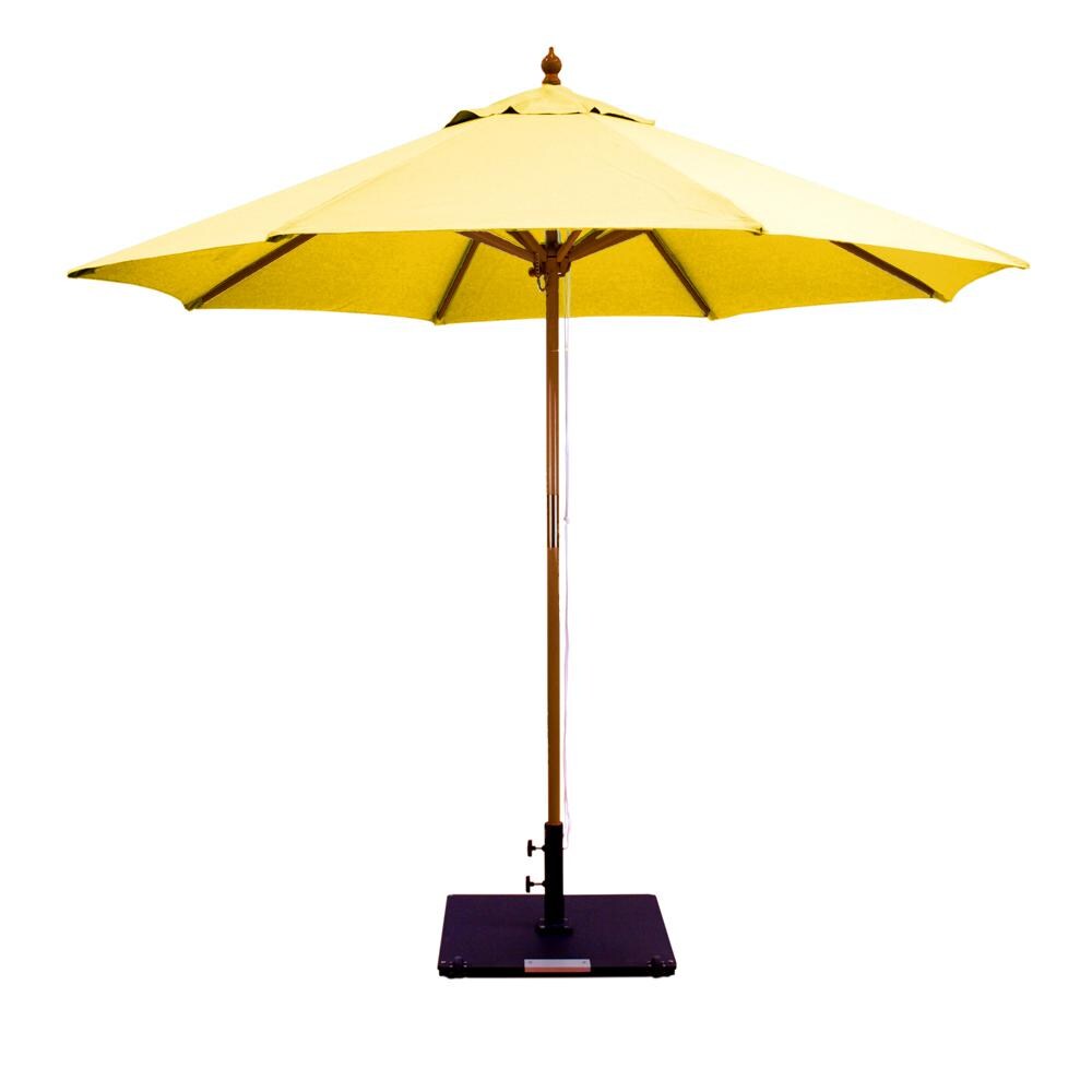 Galtech 9 Ft. Octagonal Hardwood Patio Market Umbrella W/ Pulley - Dark Wood W/ Sunbrella Canvas Sunflower Yellow Canopy