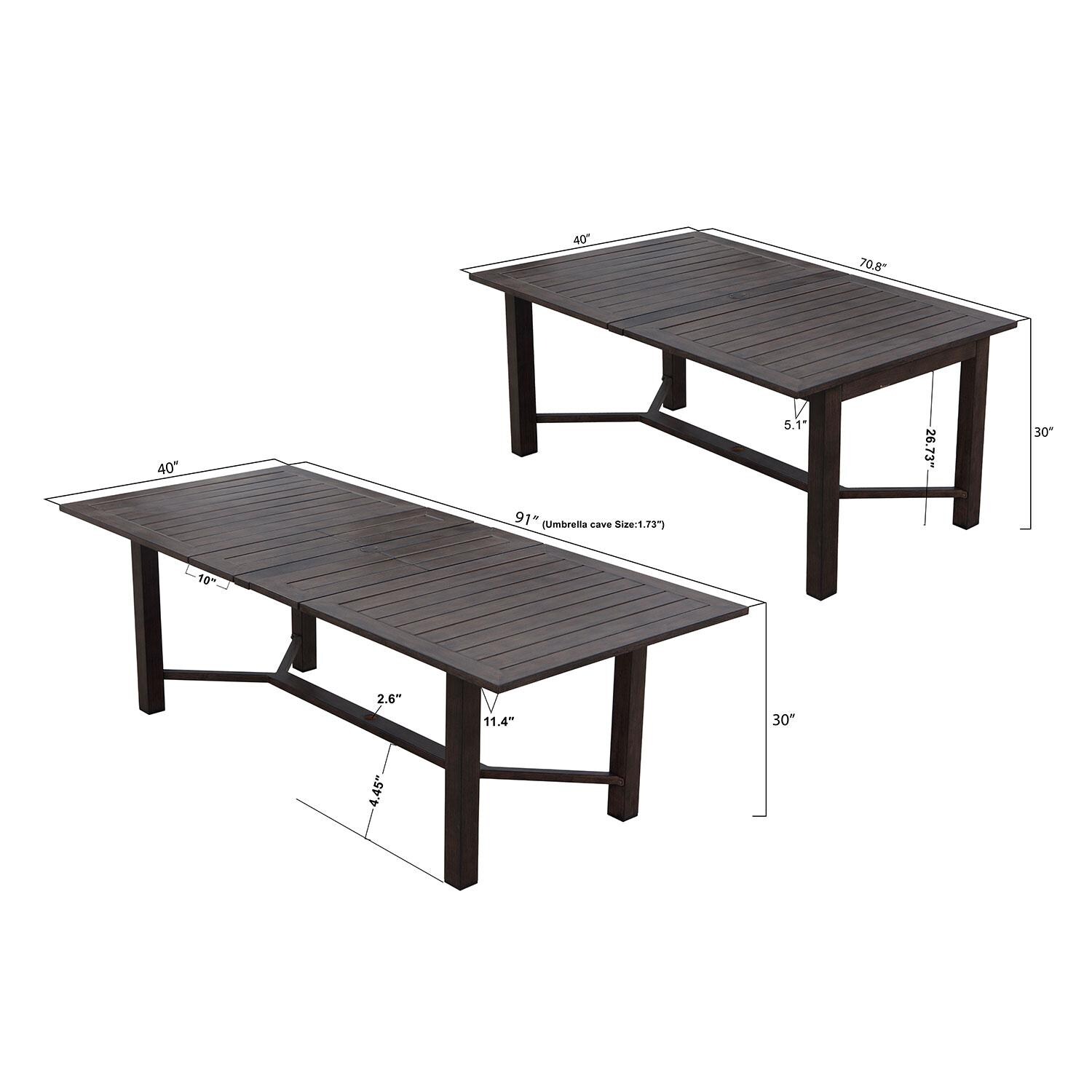 Atlantis 91 X 70 Inch Rectangle w/ Extension Walnut Aluminum Dining Table By Darlee - Table to Extended - Dimensional thumbnail