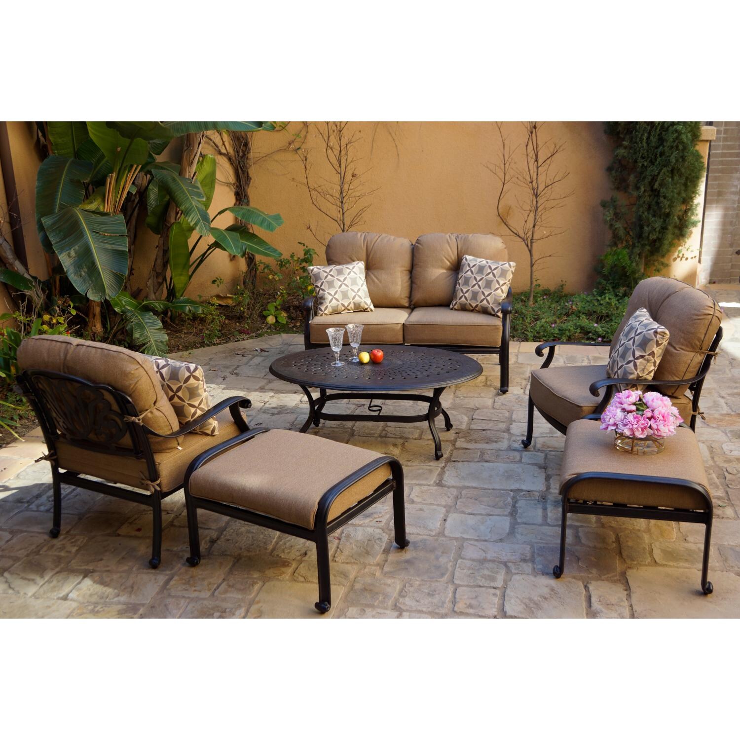 Darlee DL708-6PCL-AC26B Elisabeth 6 Piece Cast Aluminum Conversation Set W/ Loveseat - Lifestyle thumbnail