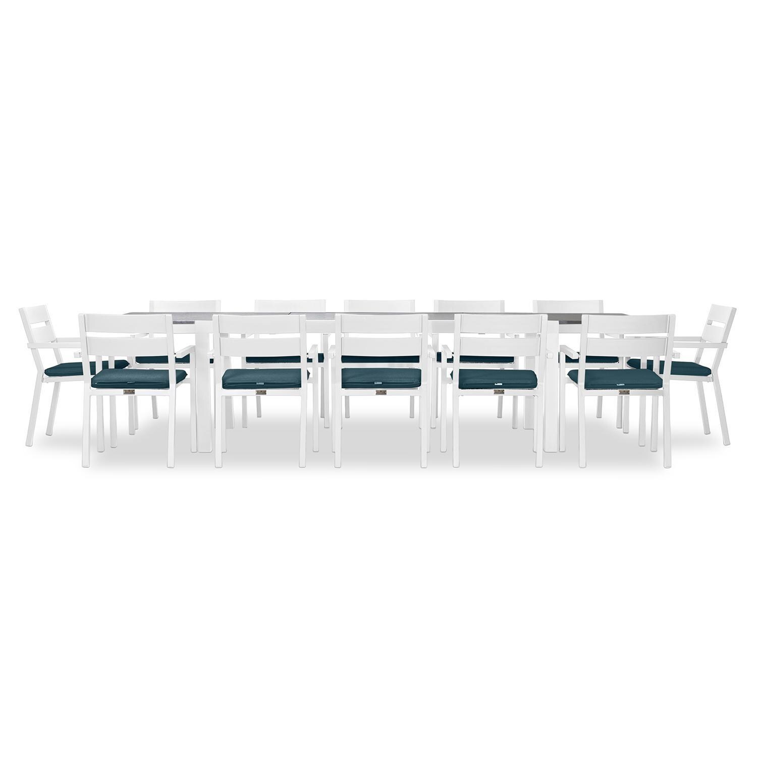 Calm Bay 13 Pc Extendable Dining Set in White/Cast Lagoon by Lakeview - White Background 3 thumbnail