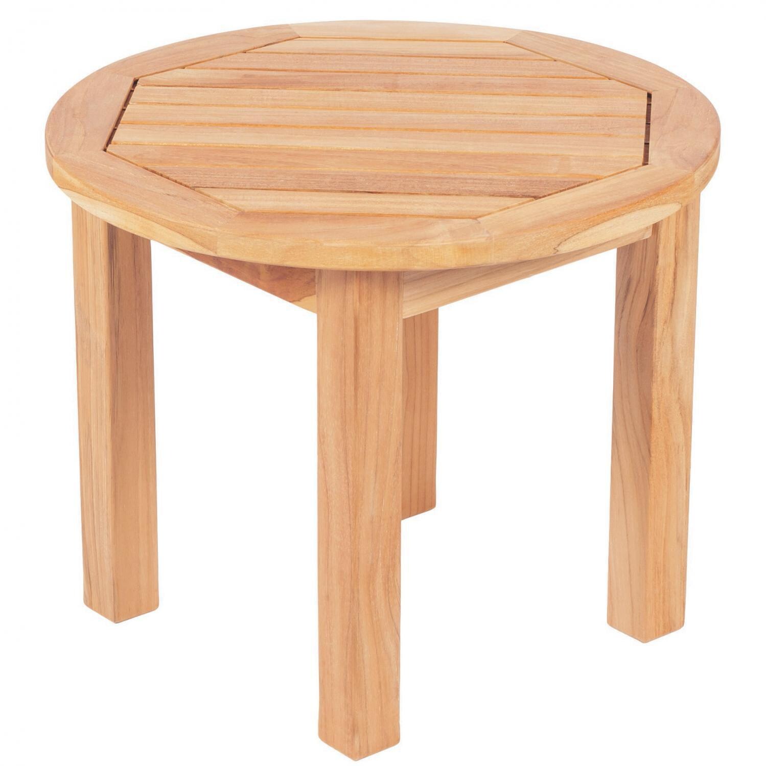 Royal Teak Collection Miami 3 Pc Teak Seating Set w/ 22-in Round End Table in Canvas Spa - End Table - White Background thumbnail