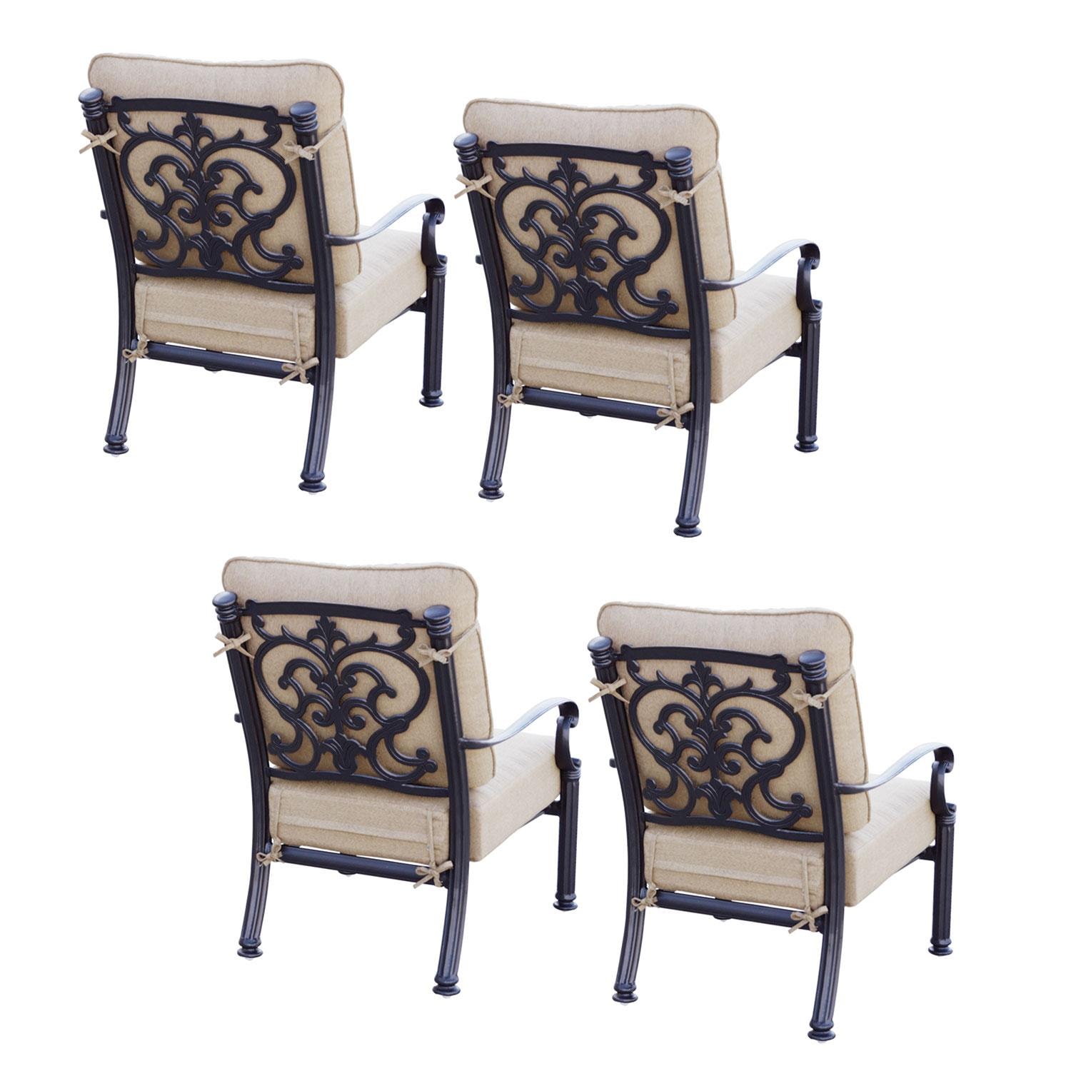 Darlee B/201018-1-4 Santa Barbara 4 Piece Cast Aluminum Patio Club Chair Set - Rear View - White Background thumbnail
