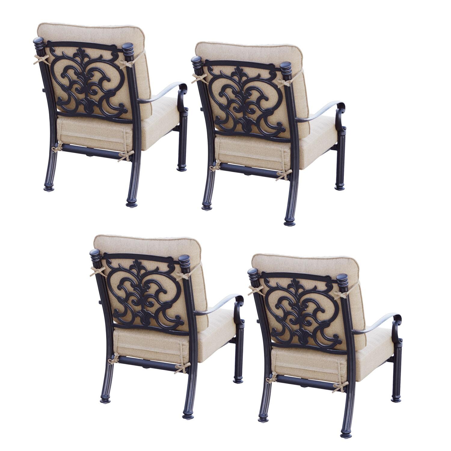 Darlee B/201018-1-4 Santa Barbara 4 Piece Cast Aluminum Patio Club Chair Set - Rear View - White Background thumbnail