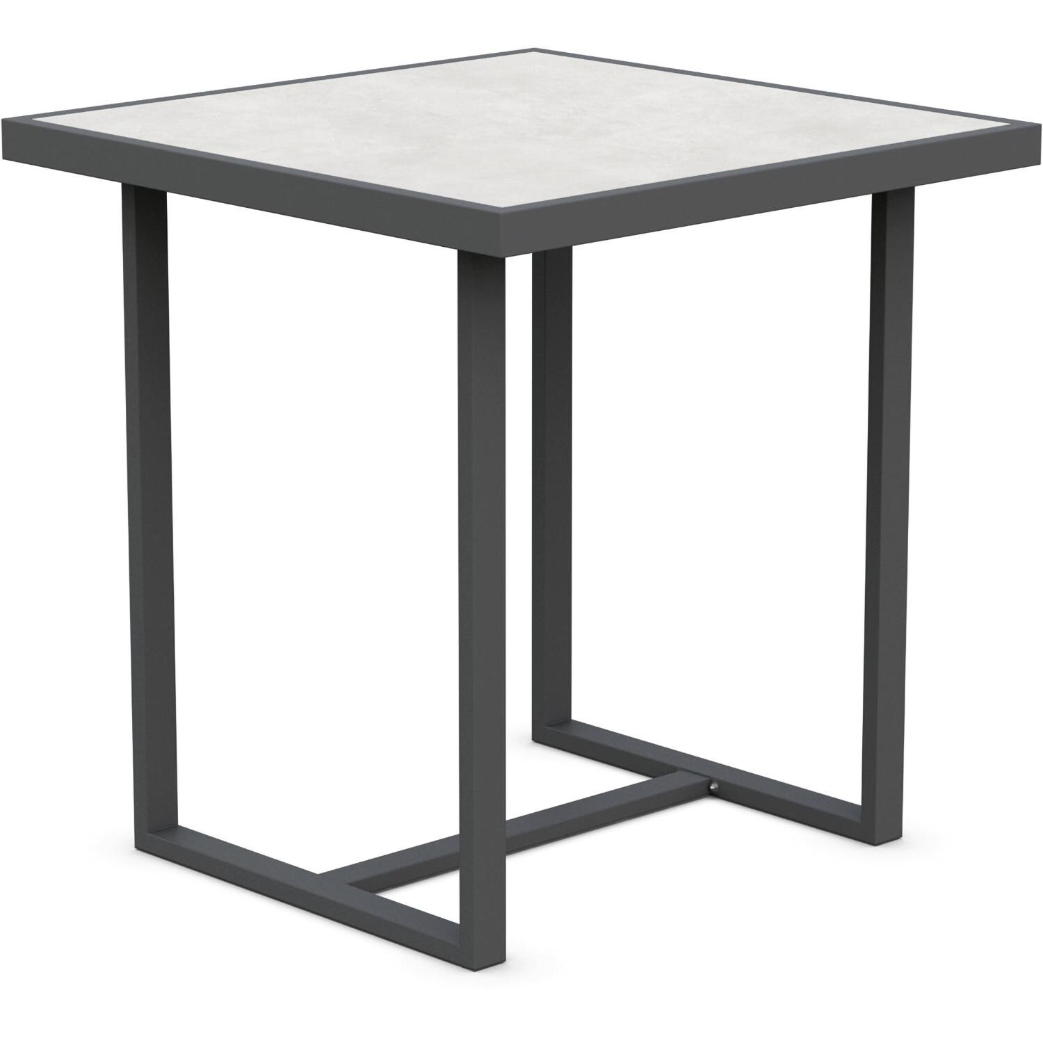 Azzurro Living Pavia 35 Inch Charcoal Aluminum Counter Table W/ Helena Dekton Top - Angled - White Background thumbnail