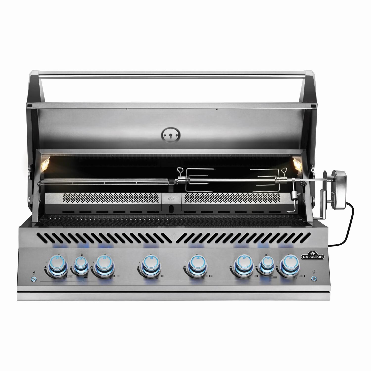 Napoleon BIG44RBNSS-1 Natural Gas Grill - Straight Open With Rotisserie and Warming Rack - White Background thumbnail