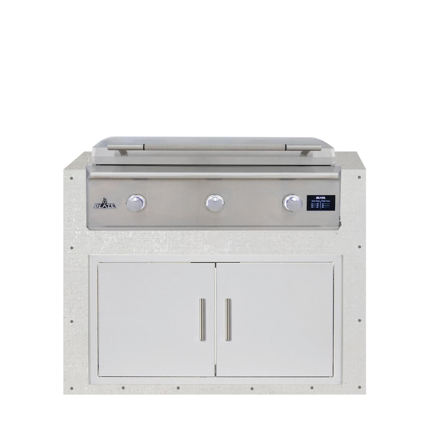 BBQGuys Signature 48-in Ready for Finish Outdoor Kitchen Module w/ Blaze LTE PRO 40-in Propane Griddle & Double Doors - Module - White Background thumbnail