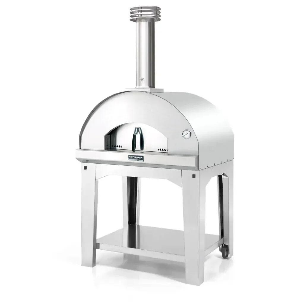 Fontana Forni FTMF-S Mangiafuoco Wood-Fired - Stainless - On Portable Cart (Optional) - White Background thumbnail