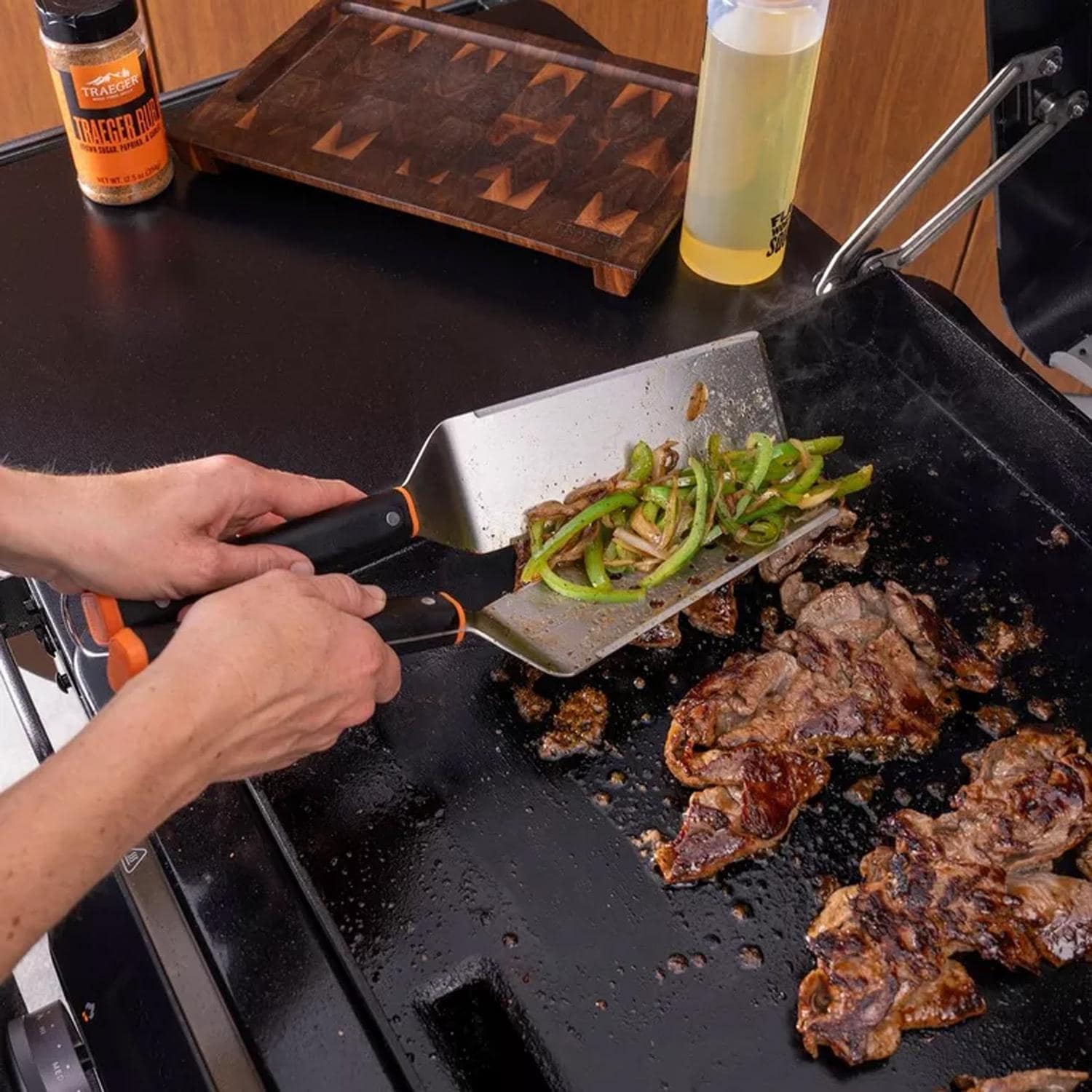 Traeger Flatrock 2 Zone Propane Griddle 4 Pc Bundle - Cooking 2 - Lifestyle thumbnail