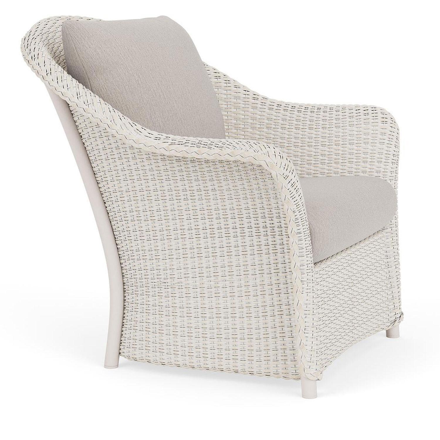 Lloyd Flanders Weekend Retreat Lounge Chair in Antique White Finish W/ Remy Cloud Fabric - Angled thumbnail