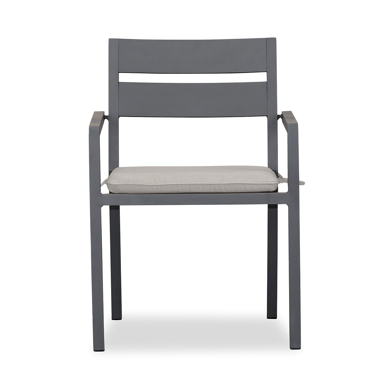 Calm Bay Aluminum Dining Arm Chair in Slate/Cast Silver by Lakeview Outdoor Designs - Front - White Background thumbnail