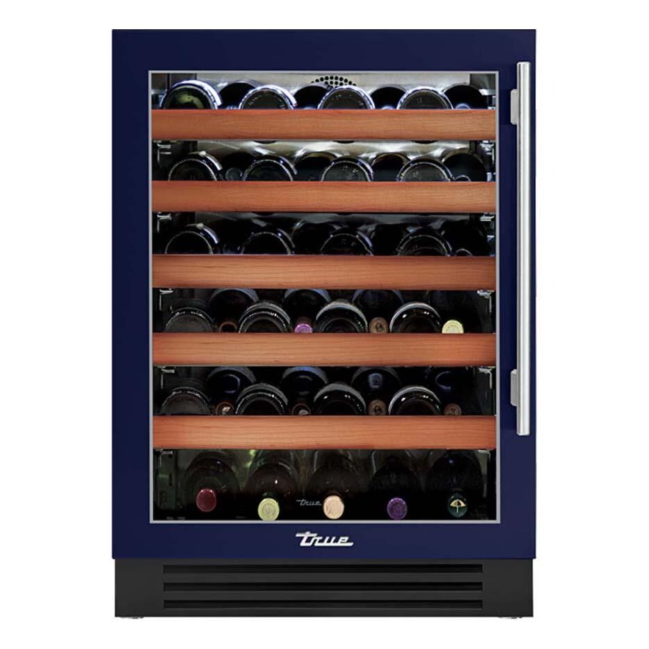 True 24 Inch 45 Bottle Left Hinge Glass Door Outdoor Wine Cabinet - Cobalt w/ Stainless Steel Handle - TWC-24-L-OG-C~DSK-078-H04