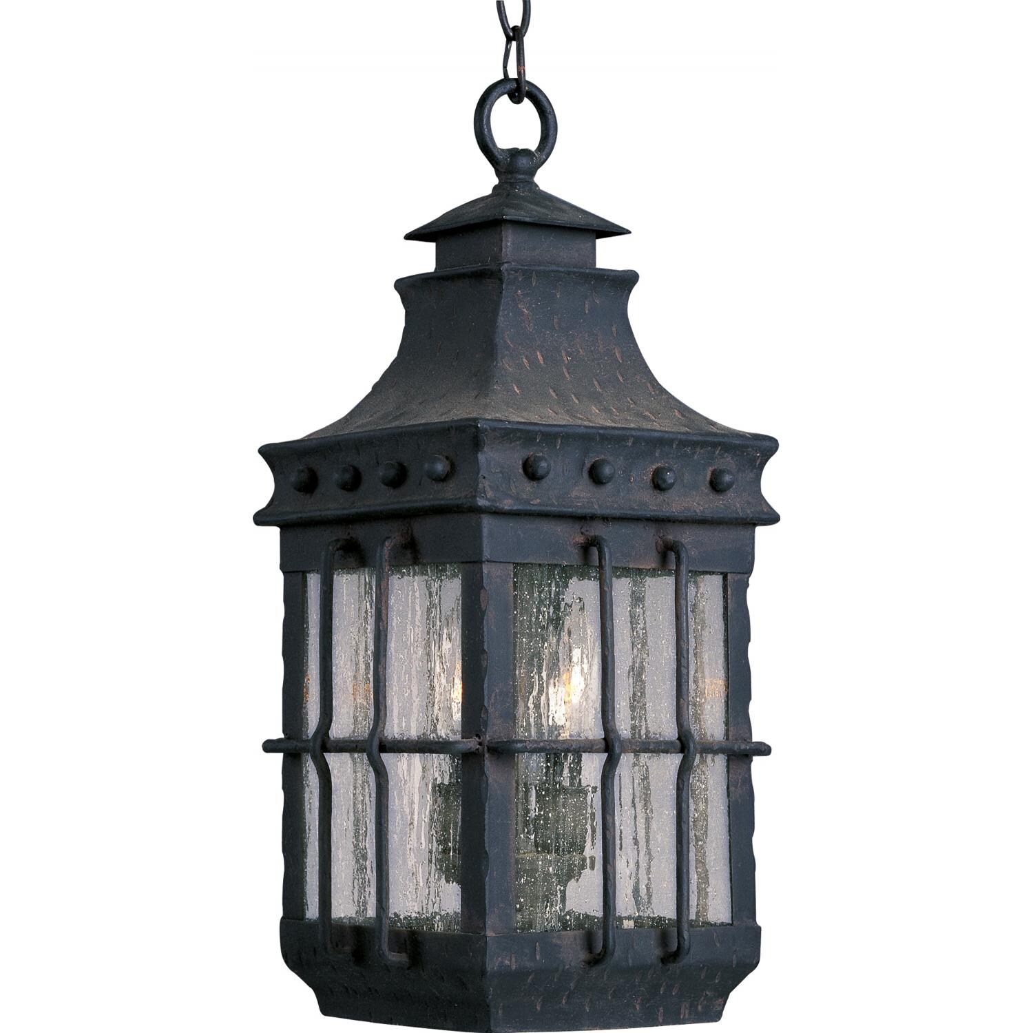Maxim Nantucket 30088CDCF 60W 18-Inch Three Light Outdoor Hanging Lantern - Country Forge thumbnail