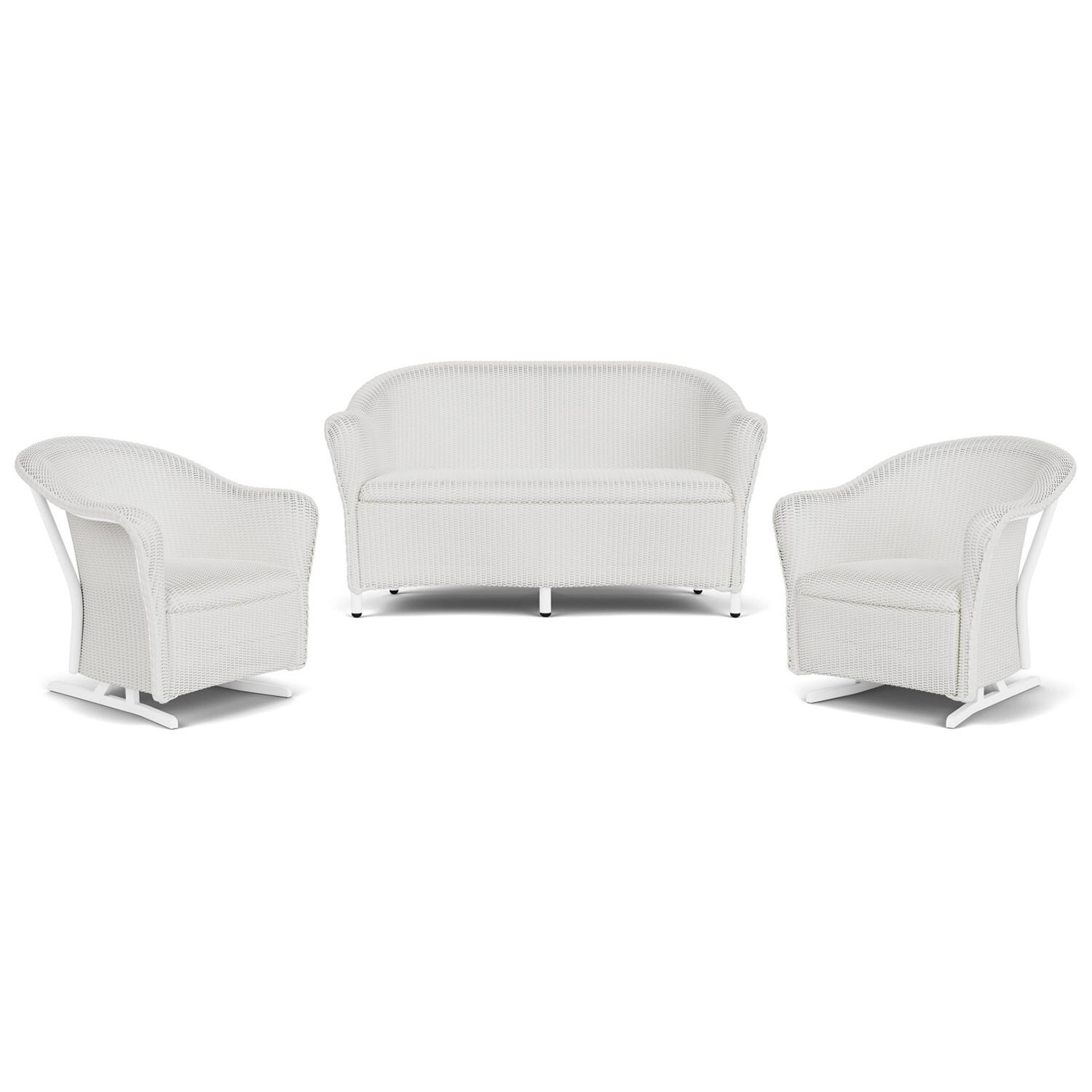 Reflections 3 Pc Lloyd Loom Seating Set w/ Rocking Chairs in Matte White by Lloyd Flanders