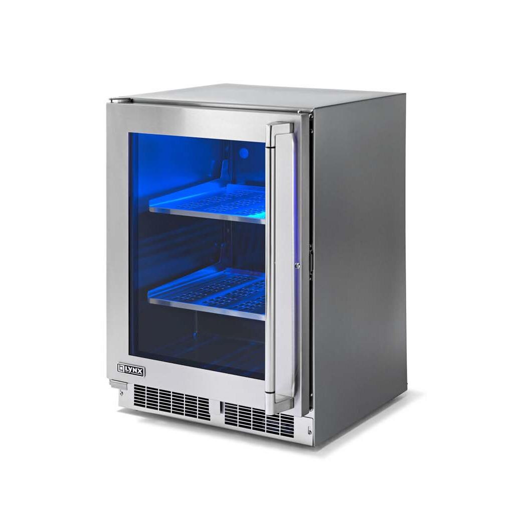 Lynx LN24REFG 24-in 5.3 Cu. Ft. Outdoor Beverage Cooler w/ Lock - Angled - White Background thumbnail