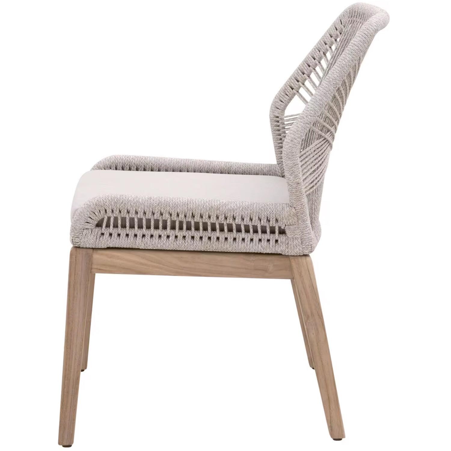 Lakeview Peninsula Way 2 Pc Woven Rope Dining Arm Chair in Taupe / White - Side View - White Background thumbnail