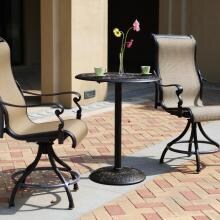 Darlee Monterey 3 Piece Sling Patio Counter Height Bar Set With Swivel Bar Stools image