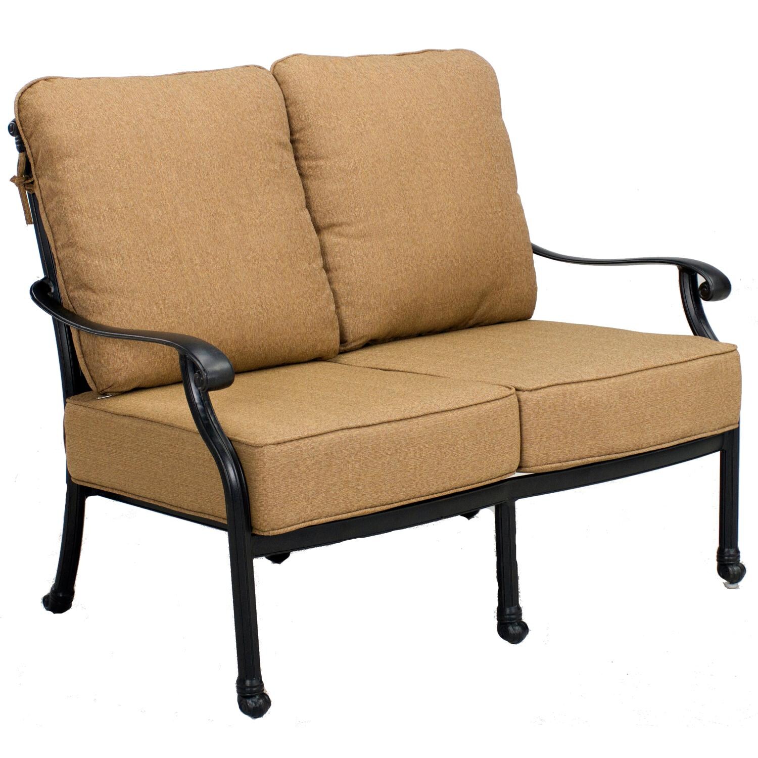 Darlee 201658-6PC-60AB Madison Cast Aluminum Loveseat W/ Sesame Polyester Cushions  thumbnail