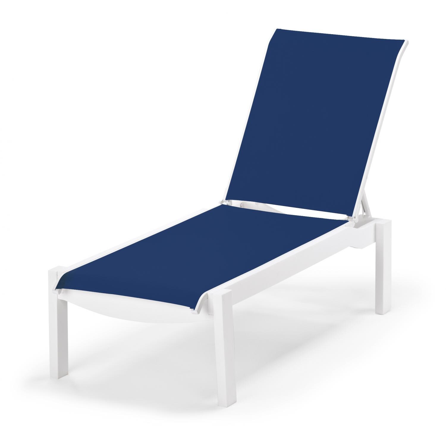 Leeward MGP Stacking Chaise Lounge With Sling Seating By Telescope Casual - Textured Snow/Cobalt thumbnail