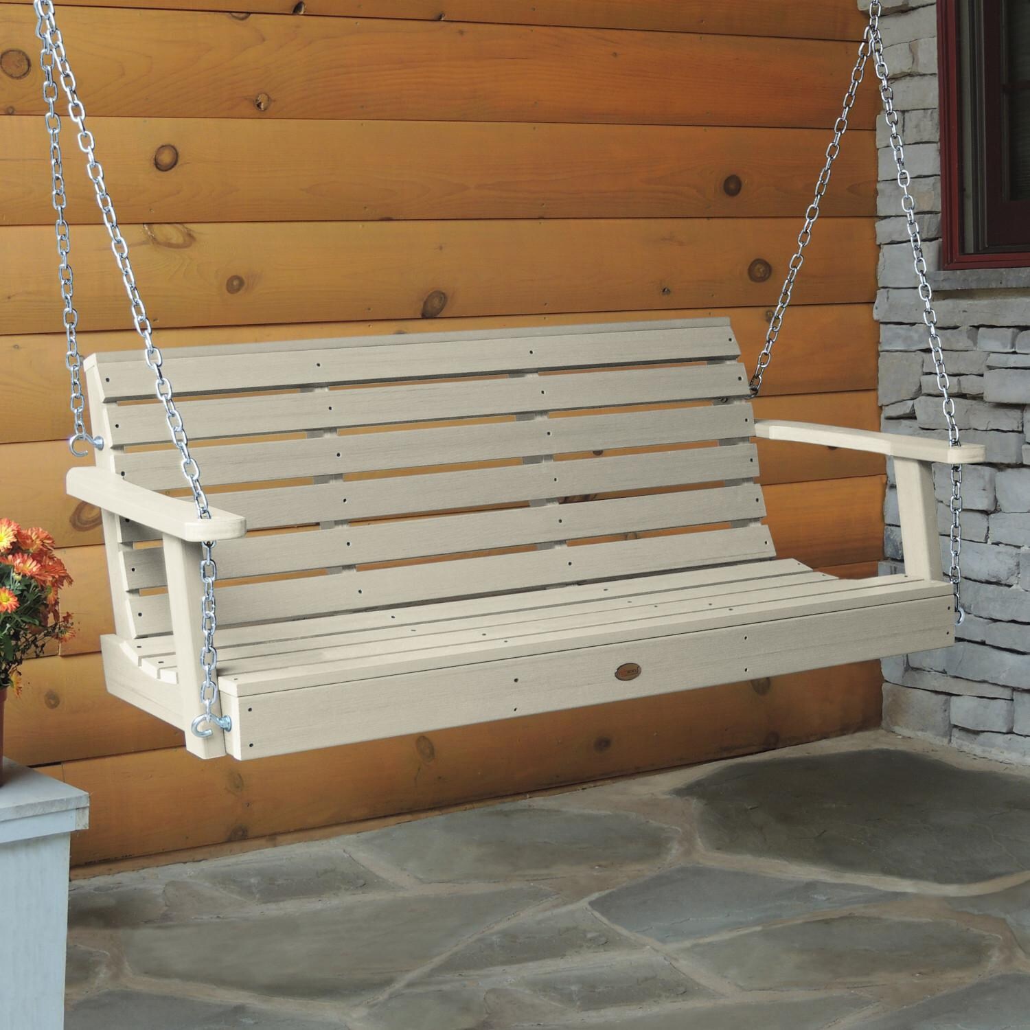 Elm Pointe 5 Ft Recycled Plastic Porch Swing in Whitewash by Lakeview Outdoor Designs