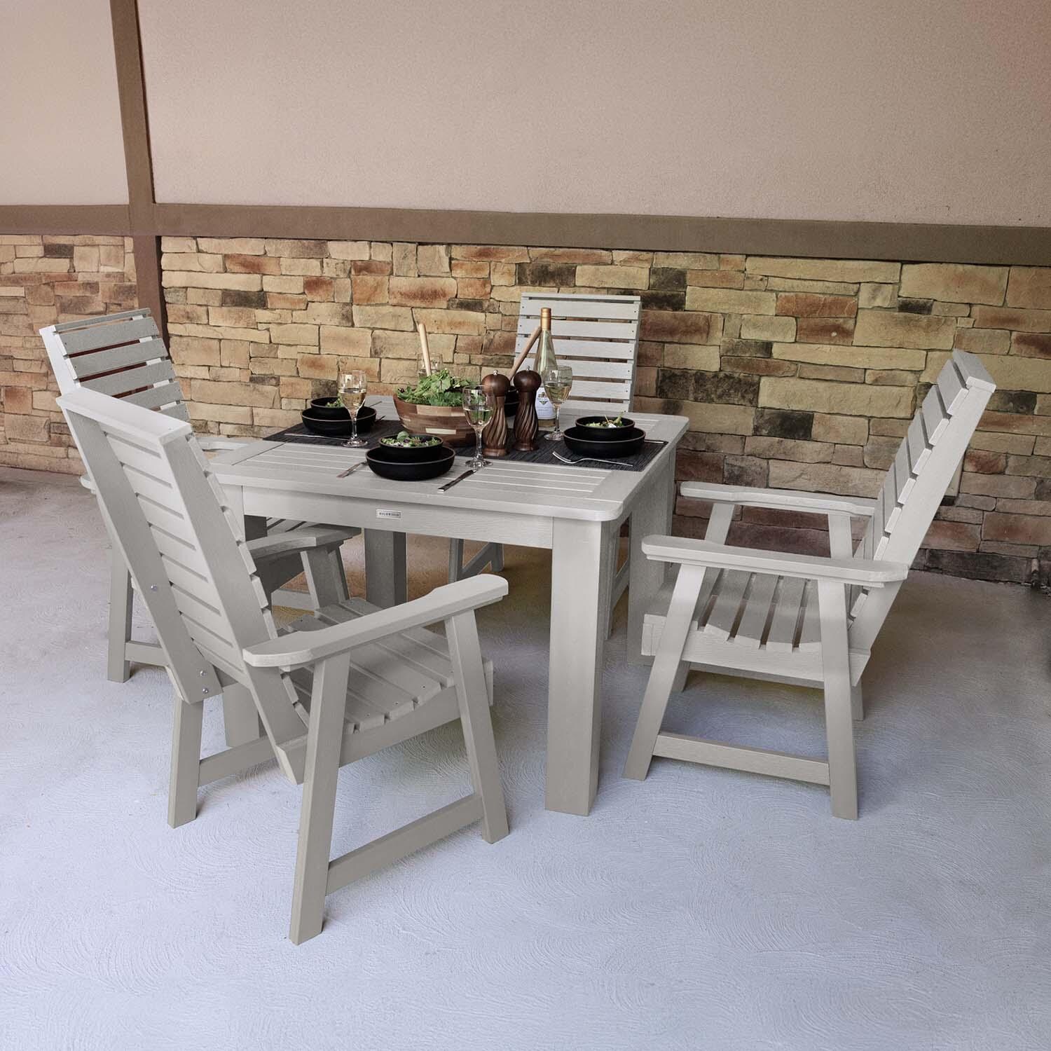 Elm Pointe 5 Pc Recycled Plastic Square Dining Set in Whitewash by Lakeview Outdoor Designs
