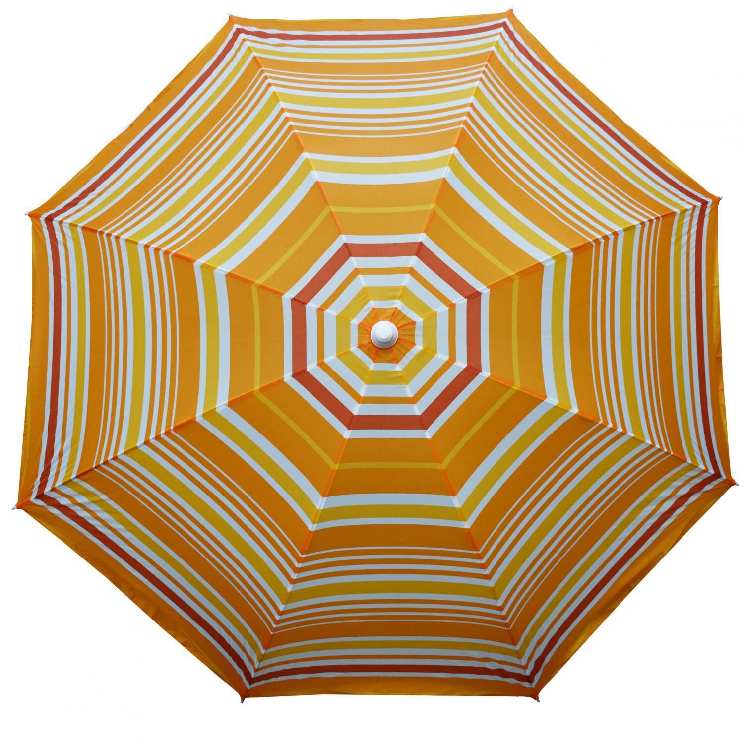 Astella 6 Ft. Aluminum Beach Umbrella - White Frame / Polyester Orange Mango Stripe Canopy