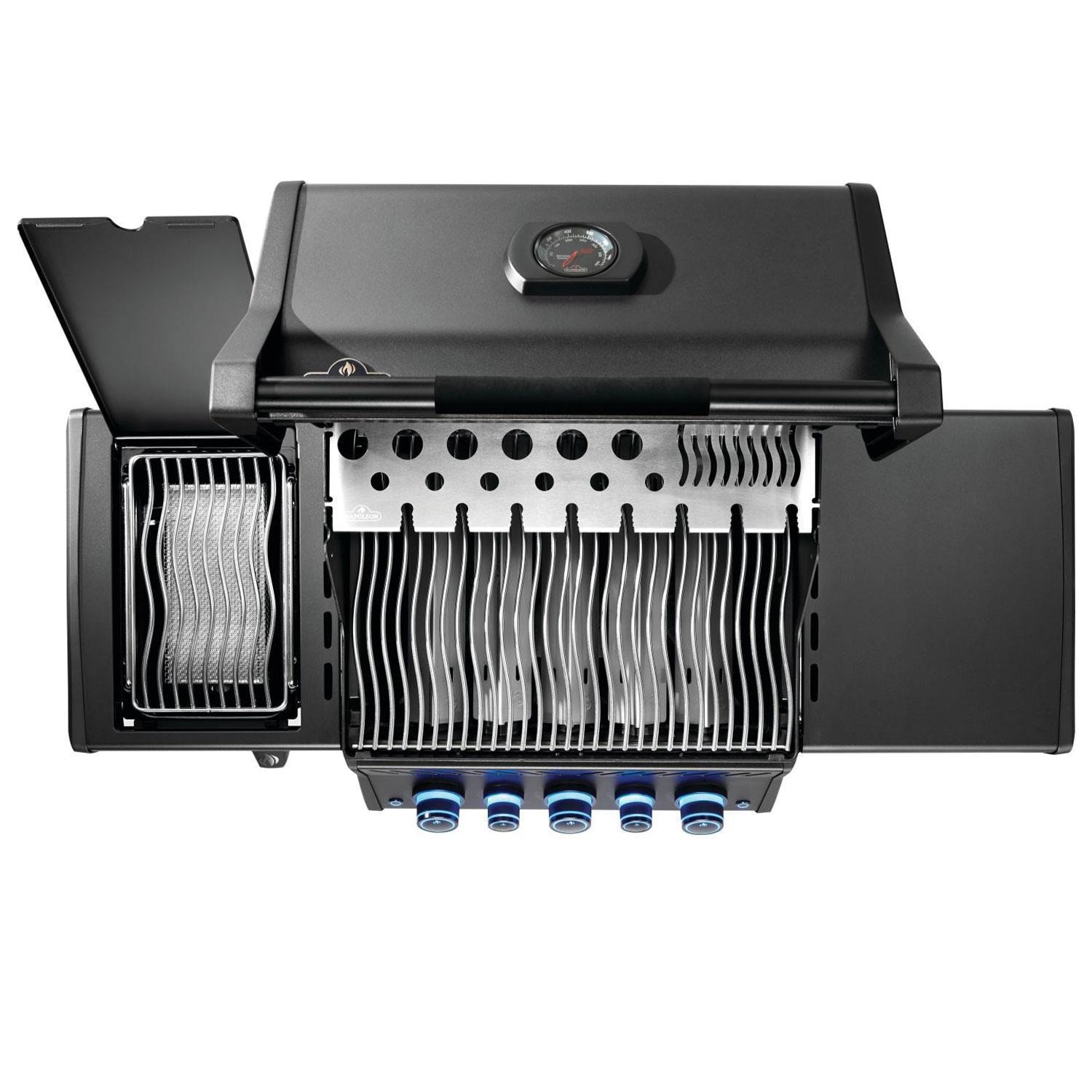Napoleon RPS425RSIBNK-2-PHM Phantom Rogue PRO-S 425 Natural Gas Grill w/ Infrared Side & Rear Burner - Matte Black - Side Burner - Overhead View - Detail thumbnail